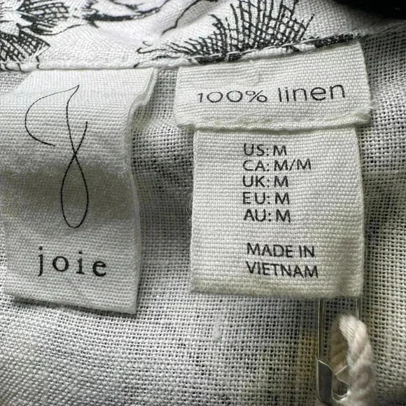 JOIE LINEN BLAZER Grey/White floral print NWT POCKETS SZ S & SZ M notched collar - Picture 11 of 12